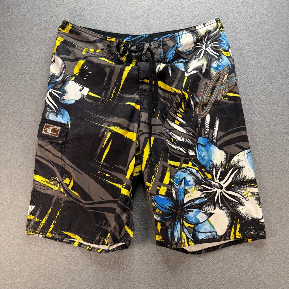O'Neill Board Shorts Swim Trunks Floral Graphic Mens Size 33 (FIT 34) Surf Retro